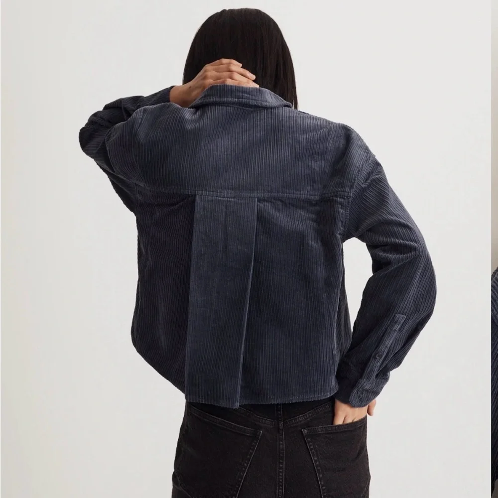 Madewell Dark Blue Corduroy Button-Up Shirt - Picture 2 of 6